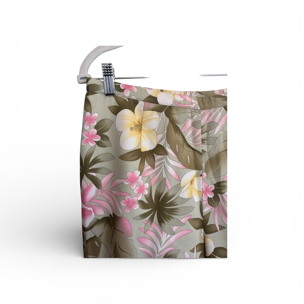 Pendlelton Floral Print Women's Silk/Cotton Pants - Pink & Olive Size 8 Tall - Picture 4 of 8